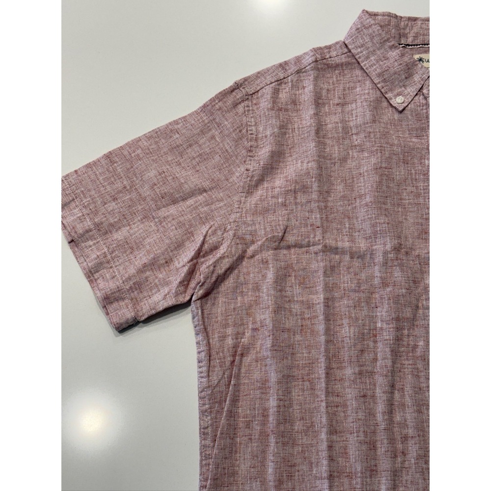 Weatherproof Vintage Men L Red Short Sleeve Button Down Shirt Linen Cotton - Picture 7 of 14